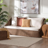 Lerris Bohemian Peanut Brown Braided Rattan Sofa by Wicker Fair