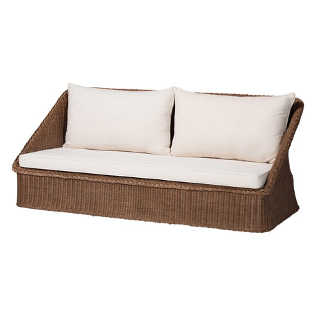 Lerris Bohemian Peanut Brown Braided Rattan Sofa by Wicker Fair