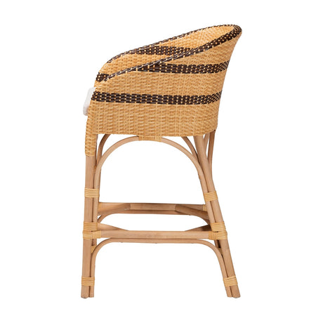 Emma Rattan Counter Stool with Cushion by Wicker Fair