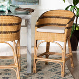 Emma Rattan Counter Stool with Cushion by Wicker Fair
