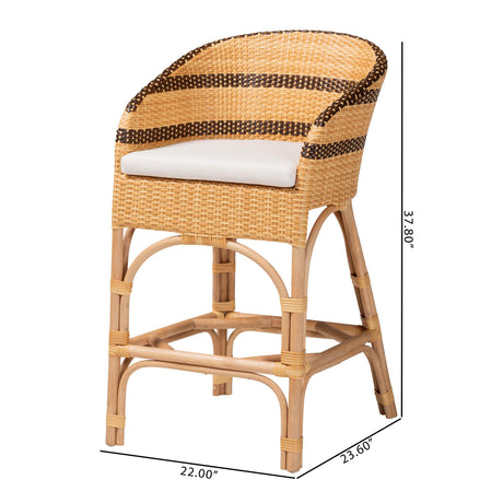 Emma Rattan Counter Stool with Cushion by Wicker Fair