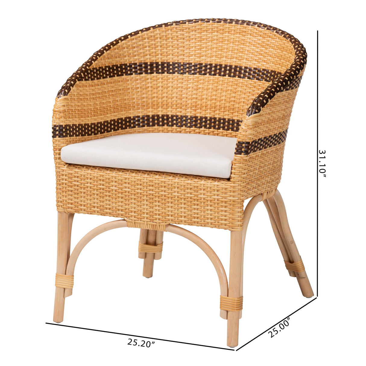 Emma Rattan Dining Chair with Cushion by Wicker Fair