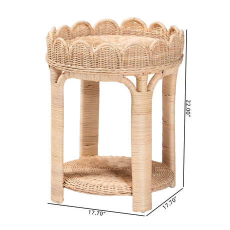 Ratoya Natural Rattan End Table by Wicker Fair