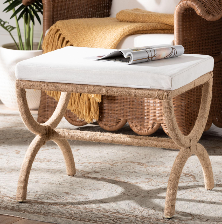 Pai Japandi Natural Jute Ottoman by Wicker Fair