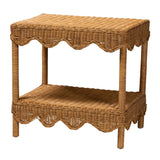 Olleria Bohemian Light Honey Scalloped Rattan Side Table by Wicker Fair