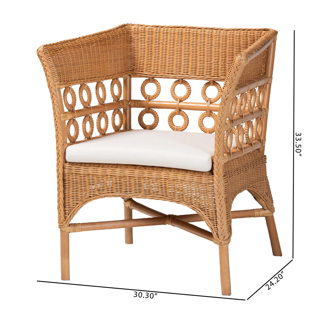 Vanita Bohemian Light Honey Rattan Arm Chair by Wicker Fair