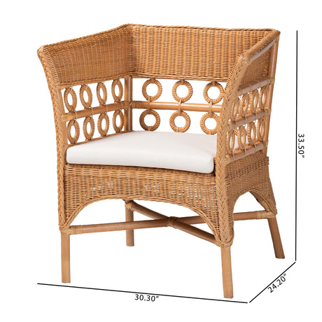 Vanita Bohemian Light Honey Rattan Arm Chair by Wicker Fair