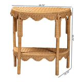 Raisley Bohemian Scallop Light Honey Rattan Console Table by Wicker Fair