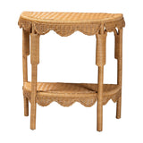 Raisley Bohemian Scallop Light Honey Rattan Console Table by Wicker Fair