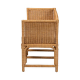 Leranay Bohemian Scallop Light Honey Rattan Accent Bench by Wicker Fair