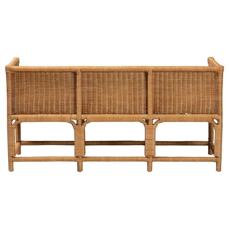 Leranay Bohemian Scallop Light Honey Rattan Accent Bench by Wicker Fair