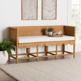 Leranay Bohemian Scallop Light Honey Rattan Accent Bench by Wicker Fair