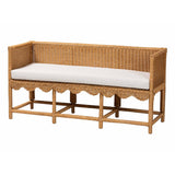 Leranay Bohemian Scallop Light Honey Rattan Accent Bench by Wicker Fair