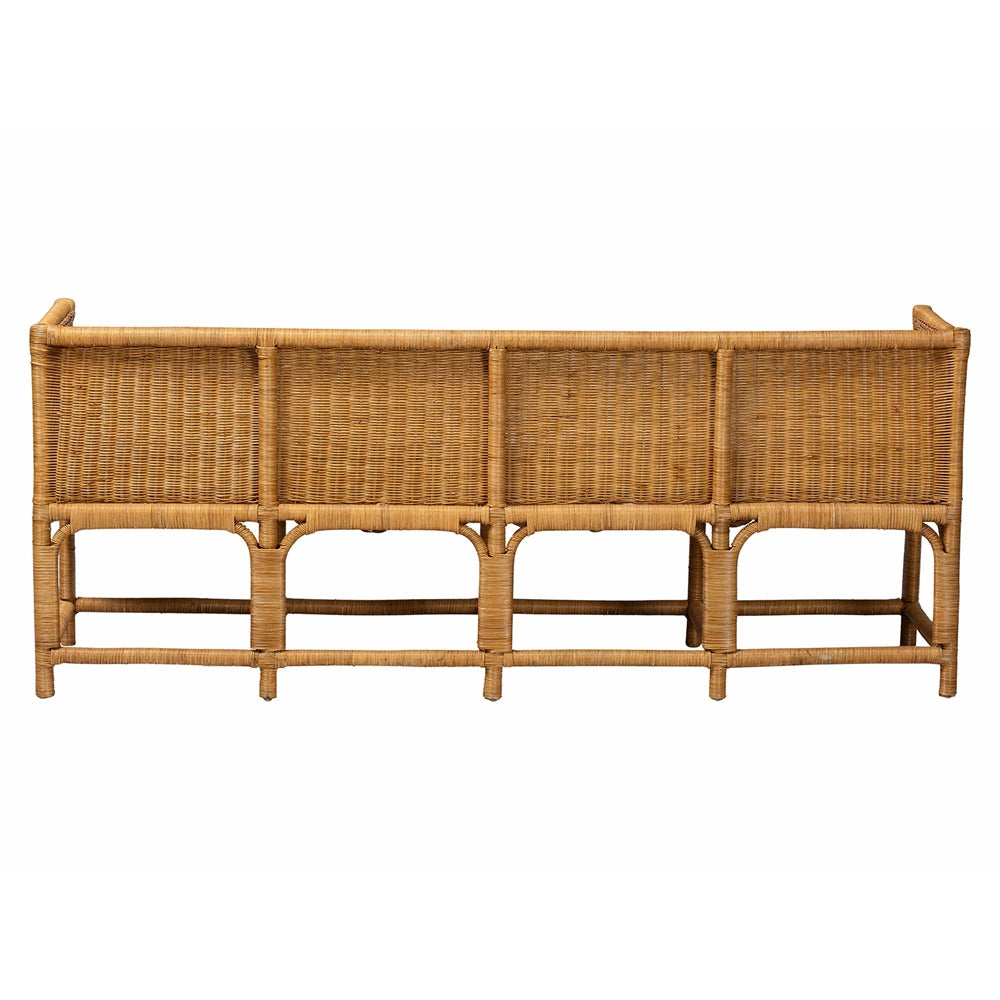 Reranay Bohemian Scallop Light Honey Rattan Long Dining Bench by Wicker Fair