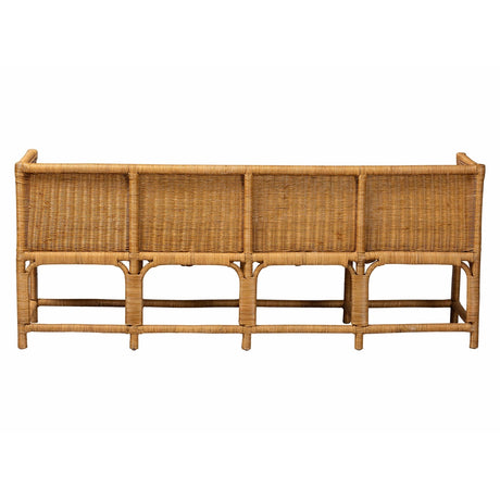 Reranay Bohemian Scallop Light Honey Rattan Long Dining Bench by Wicker Fair