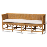 Reranay Bohemian Scallop Light Honey Rattan Long Dining Bench by Wicker Fair