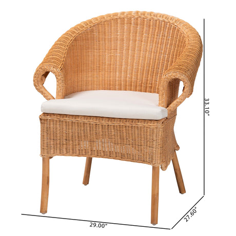 Samara Bohemian Braided Honey Rattan Dining Chair by Wicker Fair
