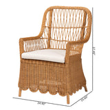 Leresa Bohemian Light Honey Scalloped Rattan Arm Chair by Wicker Fair