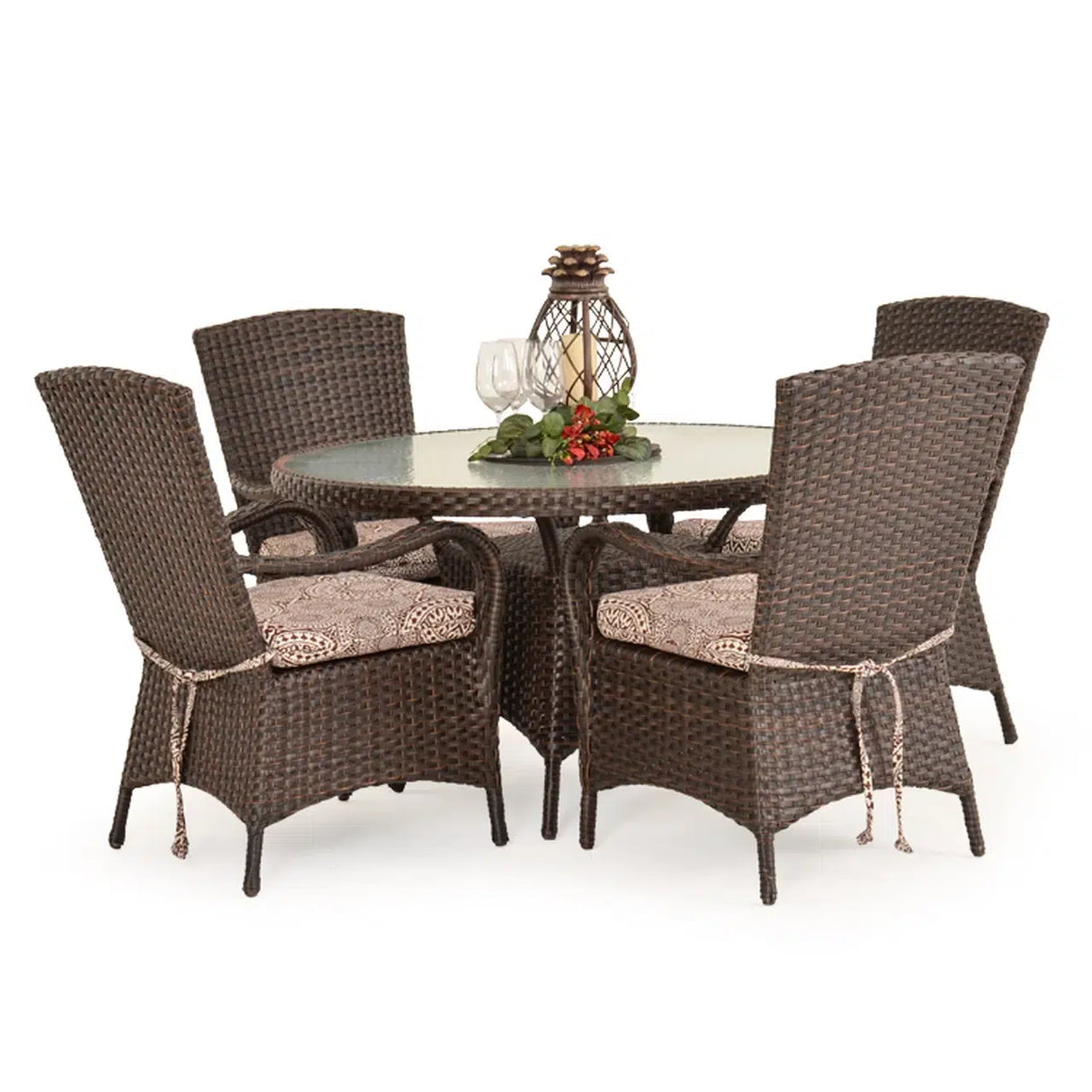 Bandirma Outdoor Wicker 5 Piece Dining Set in Tortoise Shell Model Bandirma-TS-5PC-Dining