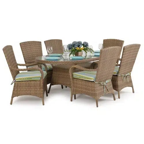 Bandirma Outdoor Wicker 7 Piece Dining Set in Tortoise Shell Model Bandirma-TS-7PC-Dining