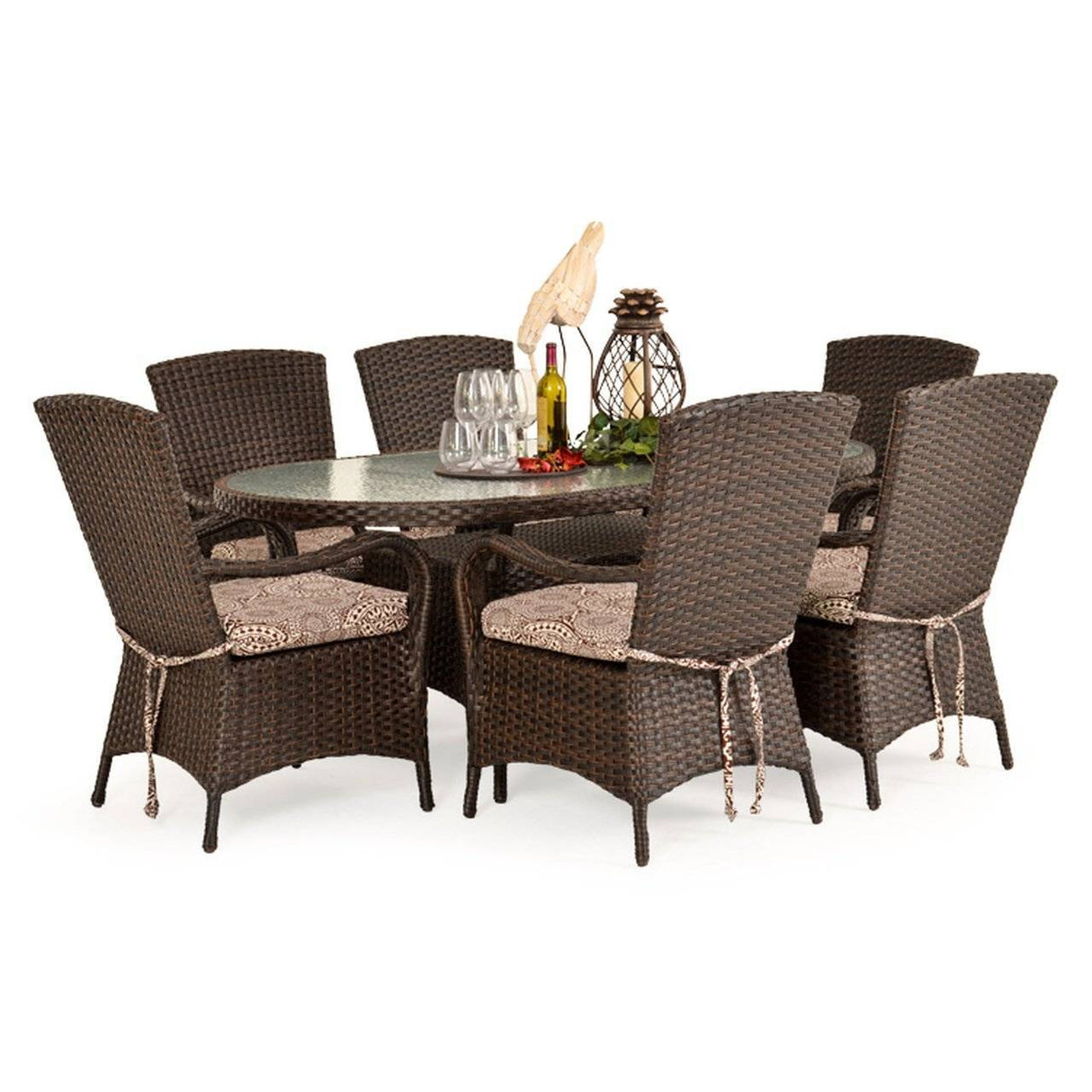 Bandirma Outdoor Wicker 7 Piece Dining Set in Tortoise Shell Model Bandirma-TS-7PC-Dining