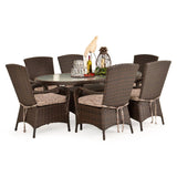 Bandirma Outdoor Wicker 7 Piece Dining Set in Tortoise Shell Model Bandirma-TS-7PC-Dining