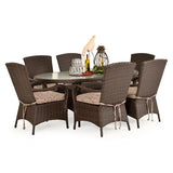 Bandirma Outdoor Wicker 40" x 70" Oval Dining Table in Tortoise Shell Model 6072GTS
