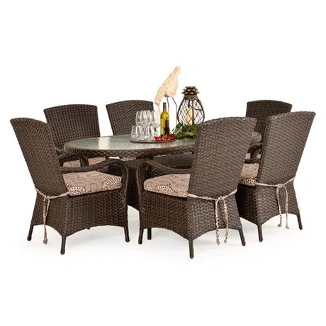 Bandirma Outdoor Wicker 40" x 70" Oval Dining Table in Tortoise Shell Model 6072GTS