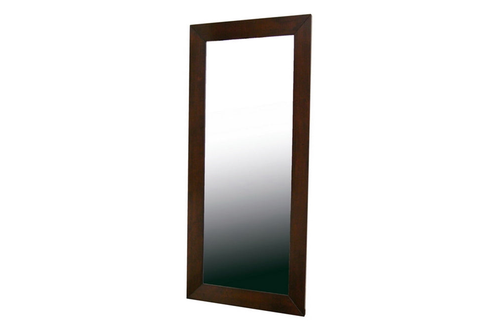 Doniea Dark Brown Wood Frame Modern Mirror by Wicker Fair