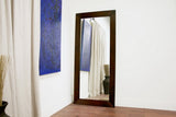 Doniea Dark Brown Wood Frame Modern Mirror by Wicker Fair