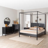 Marisela 4-Piece Black King Bedroom Set by Wicker Fair