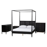 Marisela 4 Piece Black Queen Bedroom Set by Wicker Fair