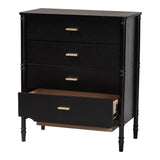 Marisela Black Wood Chest of Drawers by Wicker Fair
