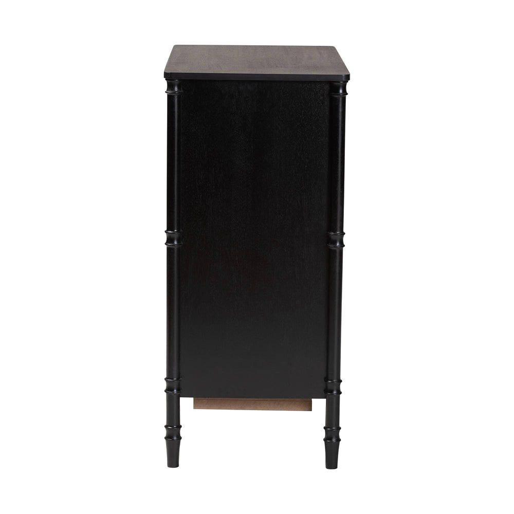 Marisela Black Wood Chest of Drawers by Wicker Fair