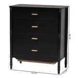 Marisela Black Wood Chest of Drawers by Wicker Fair