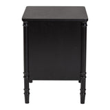 Marisela Black Wood Nightstand by Wicker Fair