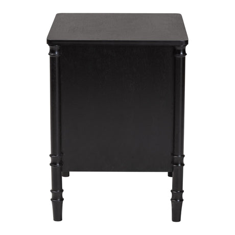 Marisela Black Wood Nightstand by Wicker Fair