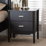 Marisela Black Wood Nightstand by Wicker Fair