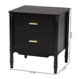 Marisela Black Wood Nightstand by Wicker Fair