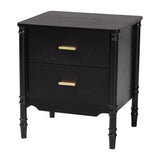 Marisela Black Wood Nightstand by Wicker Fair