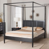 Marisela Canopy Bed with Synthetic Rattan Headboard by Wicker Fair