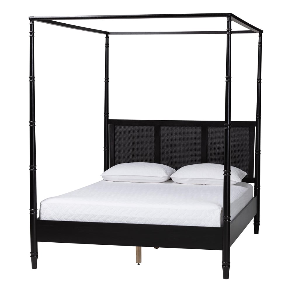 Marisela Canopy Bed with Synthetic Rattan Headboard by Wicker Fair