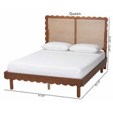 Orianthe Scalloped Platform Bed with Woven Rattan Headboard by Wicker Fair
