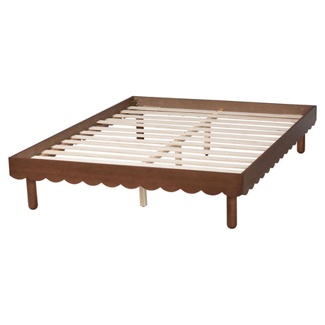 Orianthe Wood Platform Bed Frame with Scalloped Edge Design by Wicker Fair