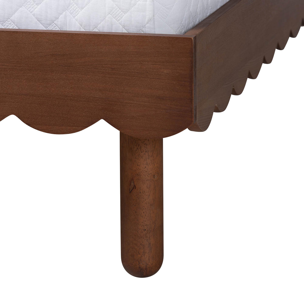 Orianthe Wood Platform Bed Frame with Scalloped Edge Design by Wicker Fair