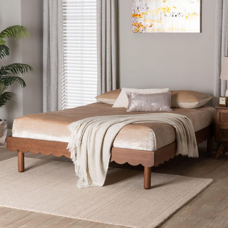 Orianthe Wood Platform Bed Frame with Scalloped Edge Design by Wicker Fair