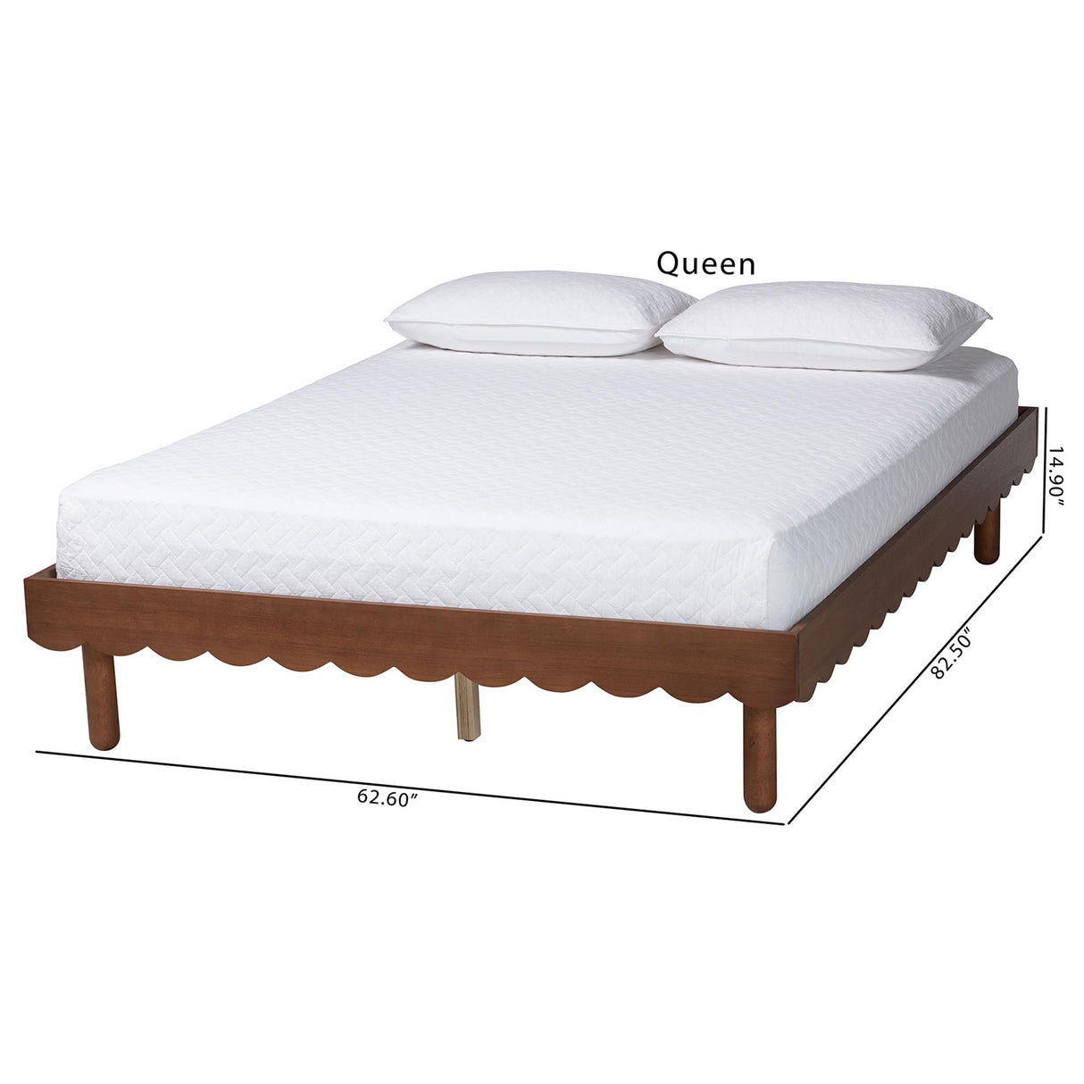 Orianthe Wood Platform Bed Frame with Scalloped Edge Design by Wicker Fair