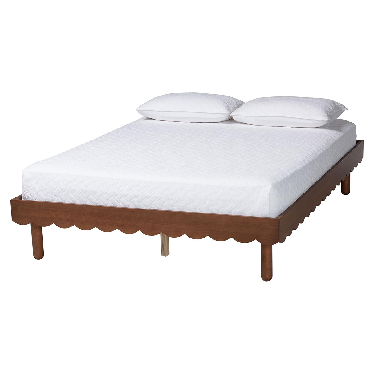 Orianthe Wood Platform Bed Frame with Scalloped Edge Design by Wicker Fair