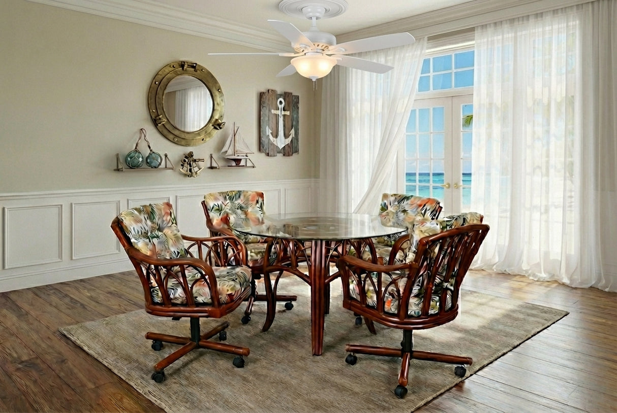 Beachcomber Rattan 6 Pc Swivel-Tilt Caster Dining Set by Wicker Fair