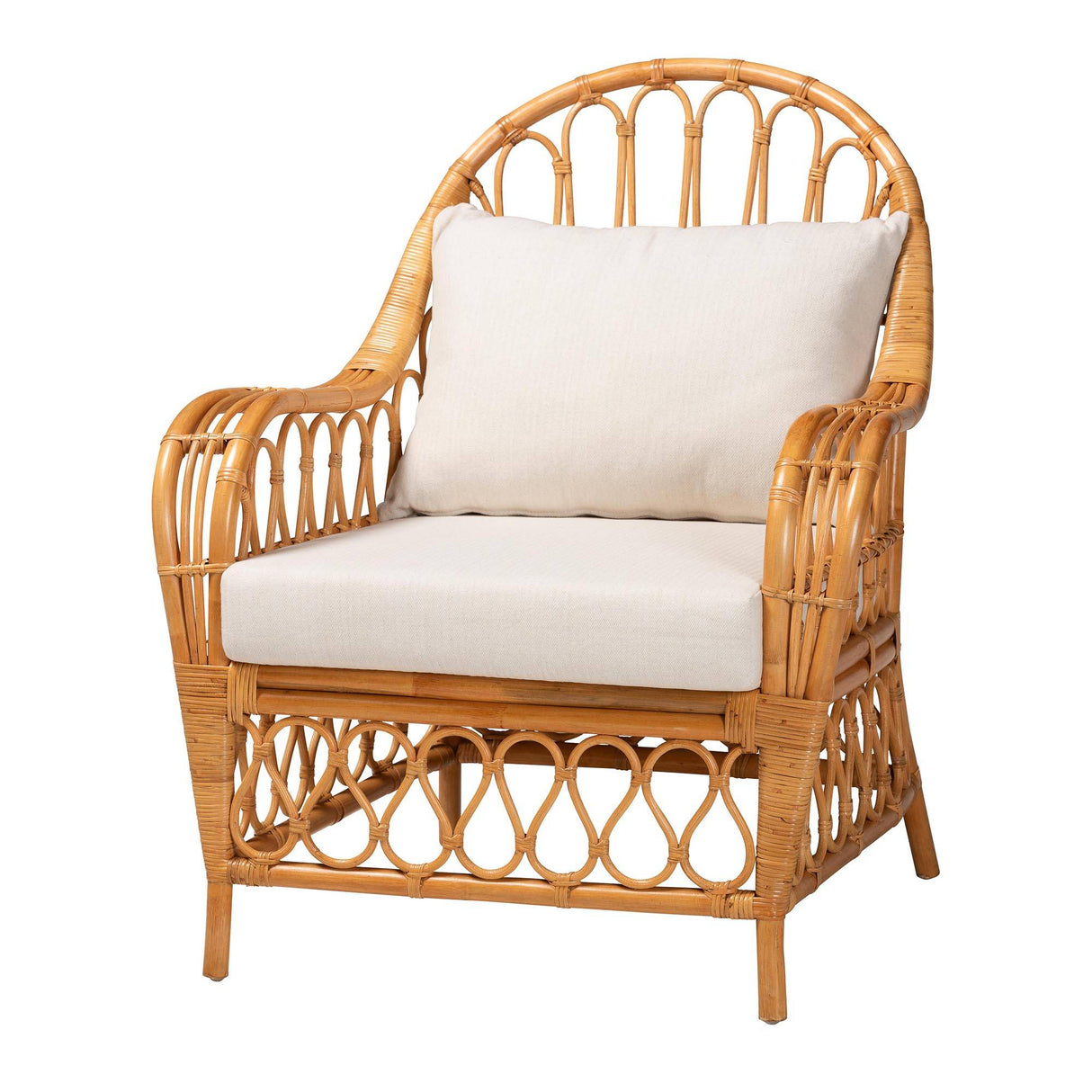 Beachcomber Wicker Fair Rattan Lounge Chair with Cushions